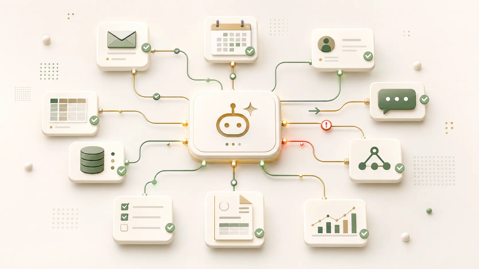 Illustrative AI automation workflow connecting business tools.